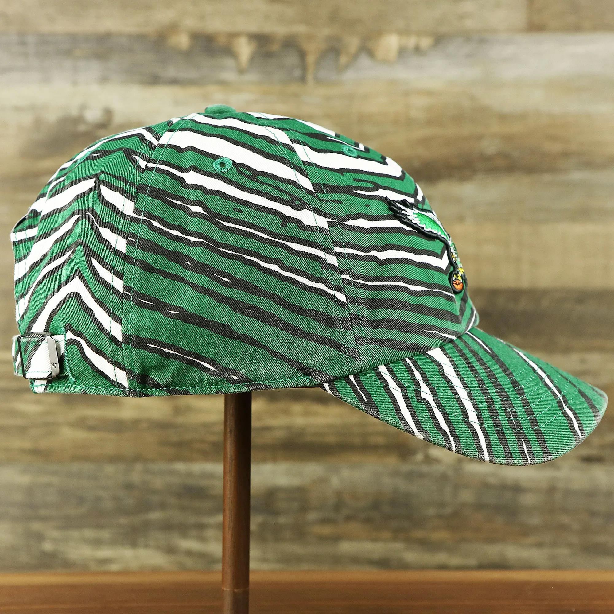 Throwback Philadelphia Eagles Zubaz Striped Pattern Dad Hat | Kelly Green Dad Hat