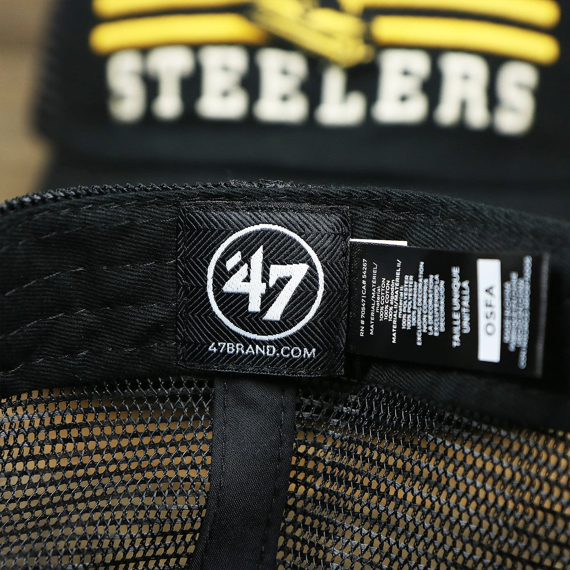 Throwback Pittsburgh Steelers Legacy Logo Highpoint Mesh Back Dad Hat | Mesh Back Black Dad Hat