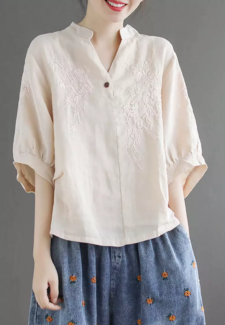 Twenty Eight Shoes VANSA Cotton Plus Size Embroidered Shirt  VCW-Bs8931