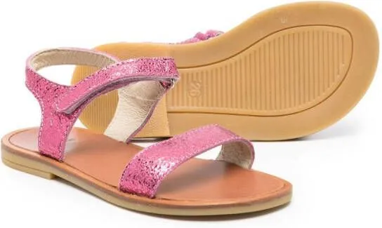 Two Con Me By Pépé crinkle-effect metallic leather sandals Pink