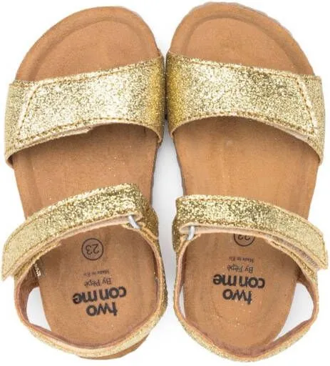 Two Con Me By Pépé glitter-effect leather sandals Gold