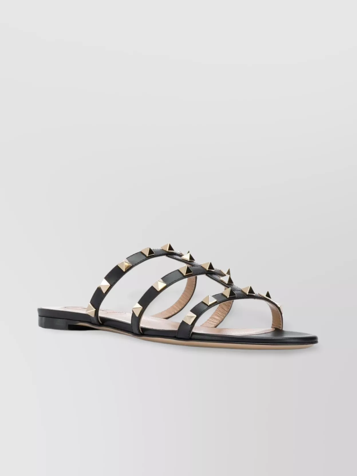 Valentino Garavani   Flat leather sandals gold-tone studs