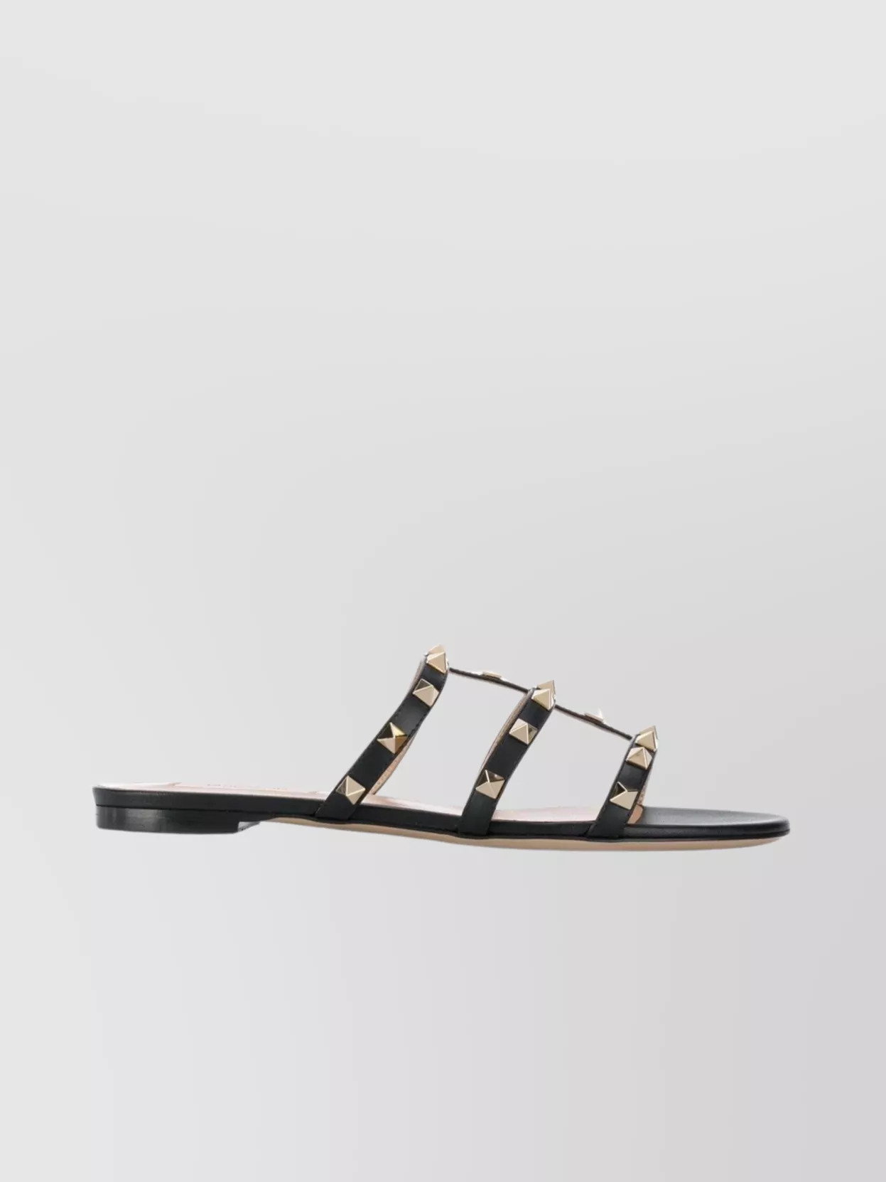 Valentino Garavani   Flat leather sandals gold-tone studs