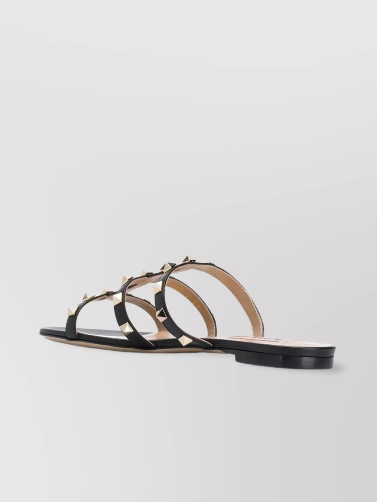 Valentino Garavani   Flat leather sandals gold-tone studs