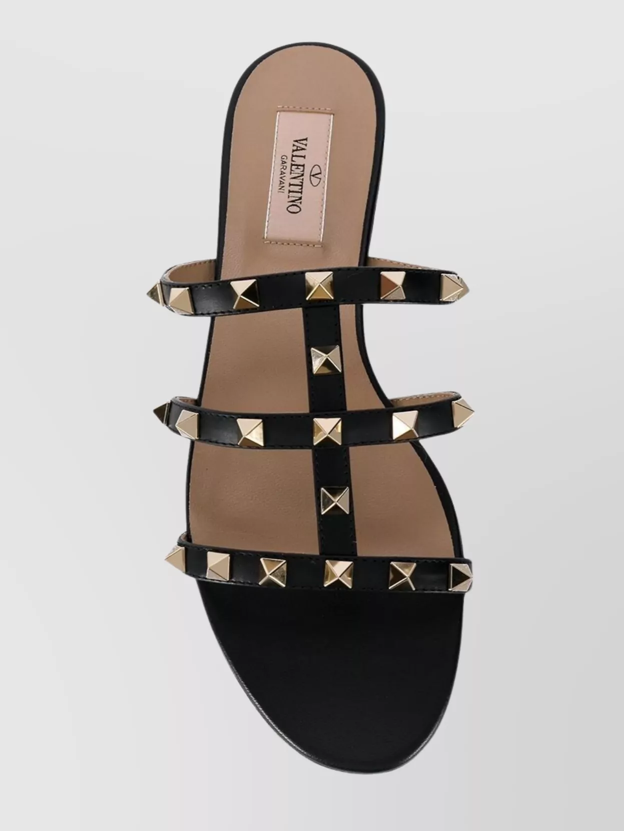 Valentino Garavani   Flat leather sandals gold-tone studs