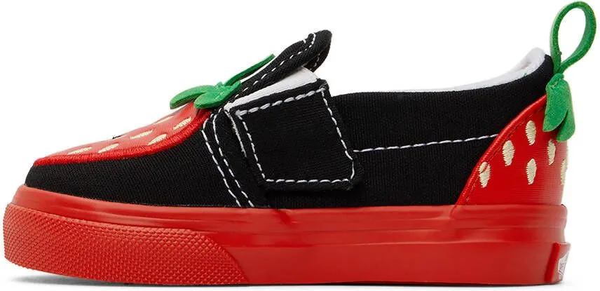 Vans Baby Black & Red Slip-On V Berry Sneakers