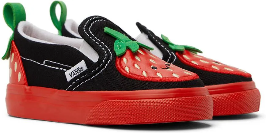 Vans Baby Black & Red Slip-On V Berry Sneakers