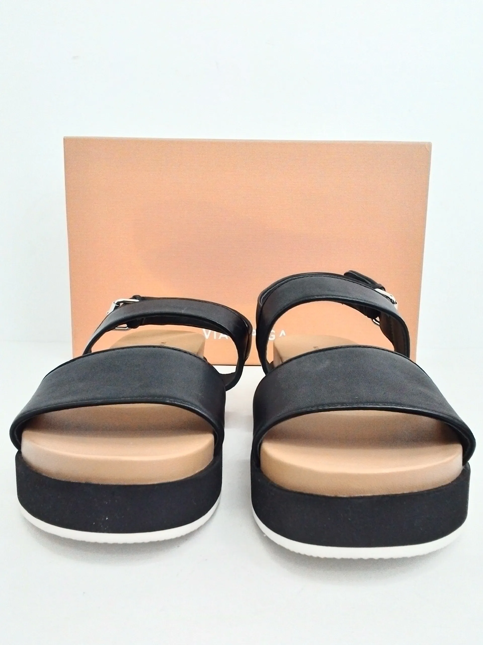 Via Spiga Women's Davi Black Leather Sandals Size 6, 7, 7.5 & 8.5 M