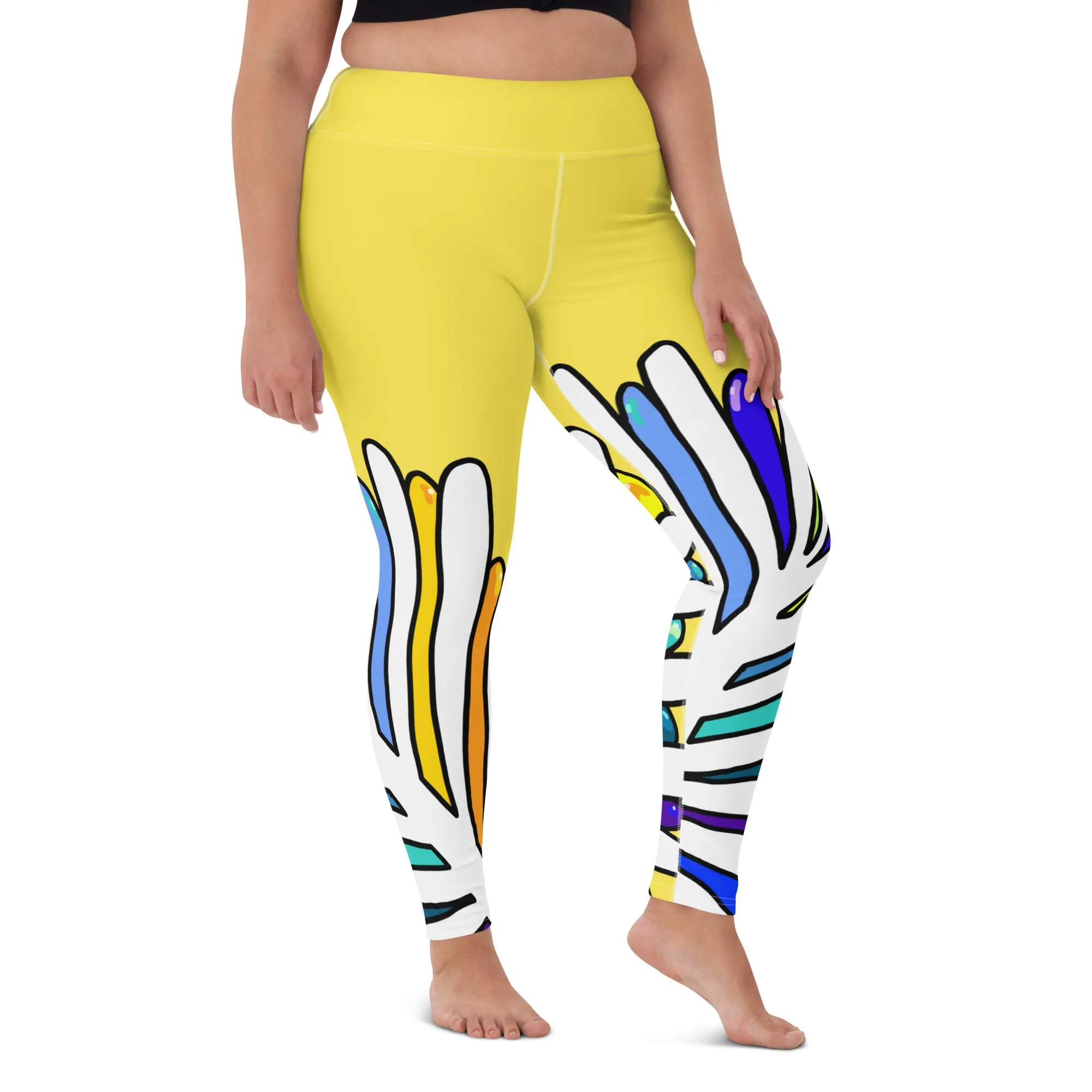 White Leaf Yoga Leggings