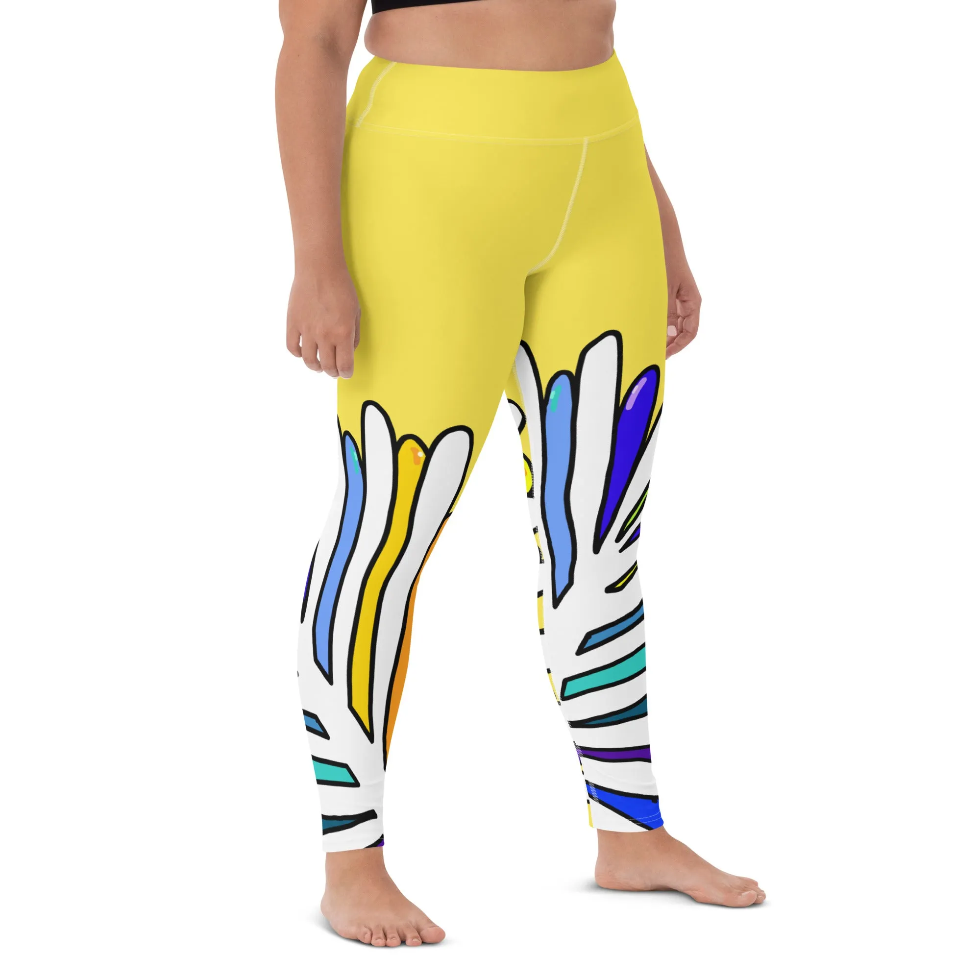 White Leaf Yoga Leggings