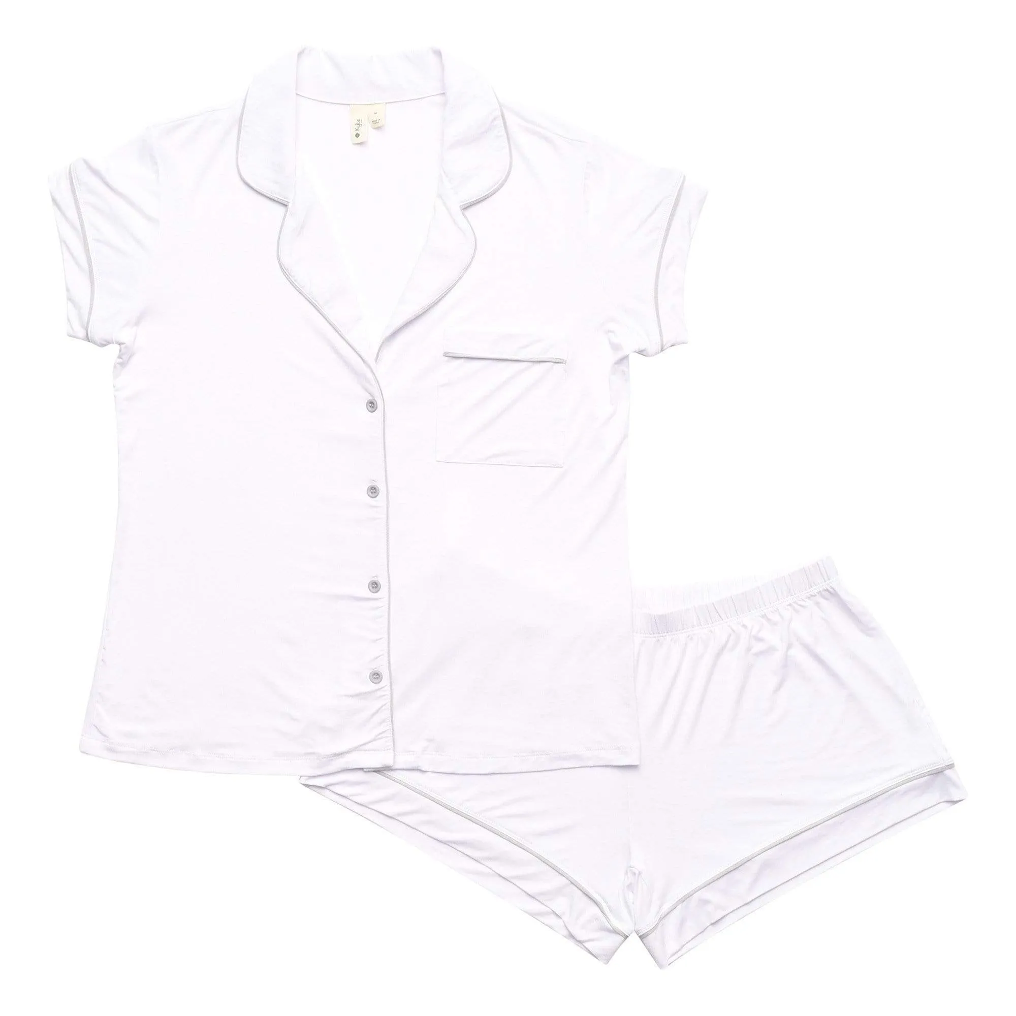 Women’s Short Sleeve Pajama Set in Snow with Storm Trim