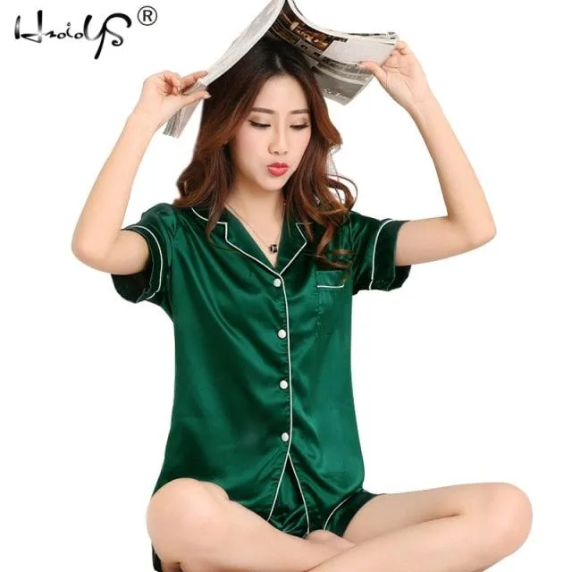 Womens Silk Satin Pajamas Pyjamas Set Sleepwear Pijama Pajamas Suit