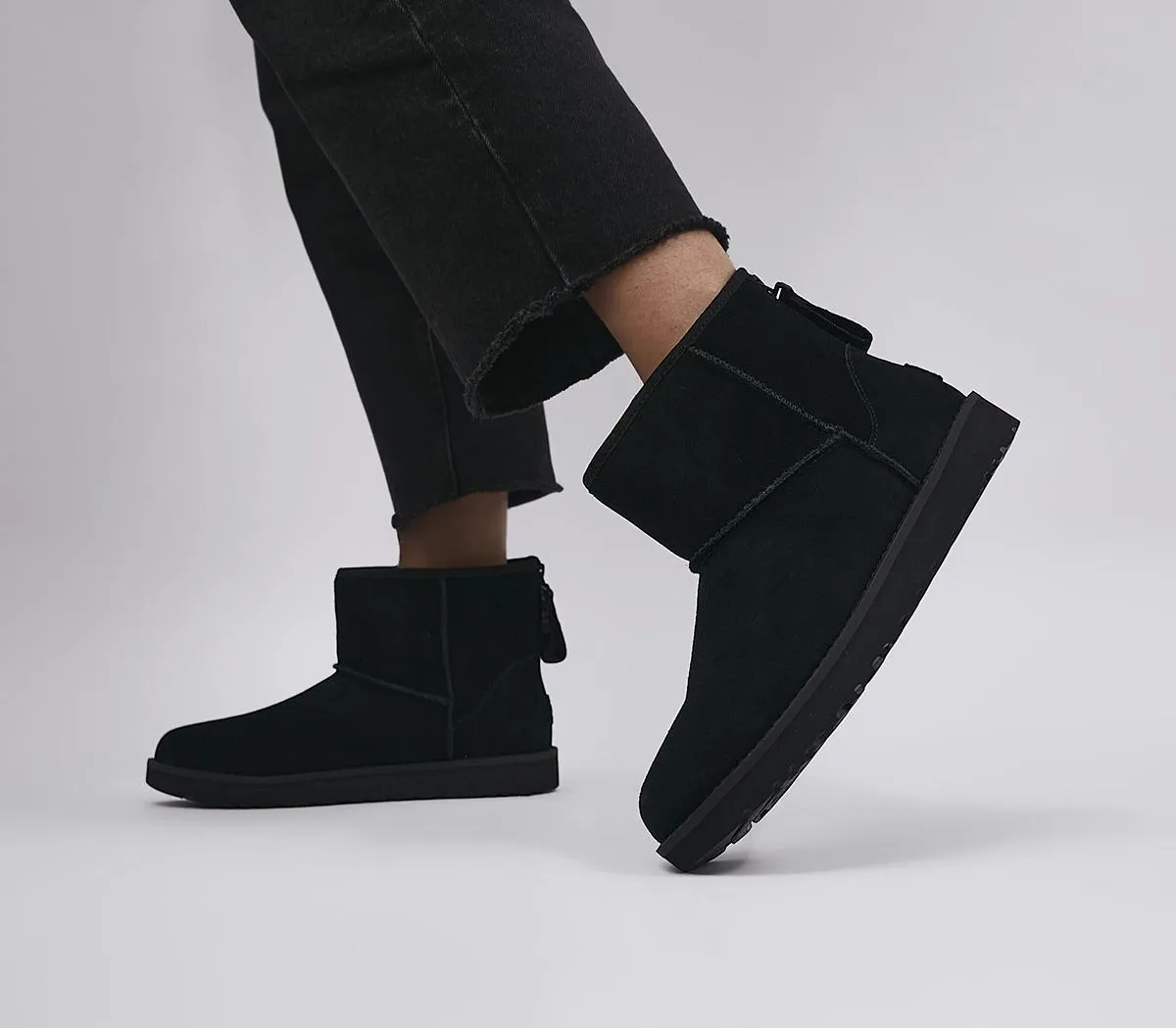 Womens UGG W Classic Mini Logo Zip Black