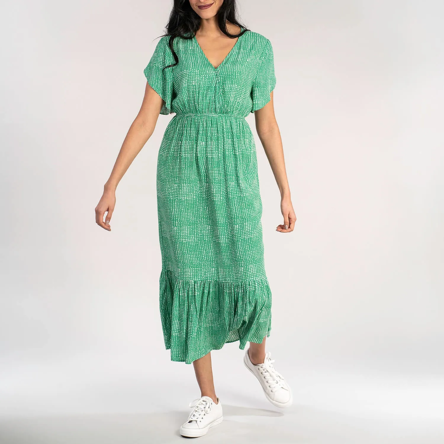 Wrap Spot Dress - Green